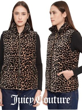 Juicy Couture Leopard Print Puffer Vest
